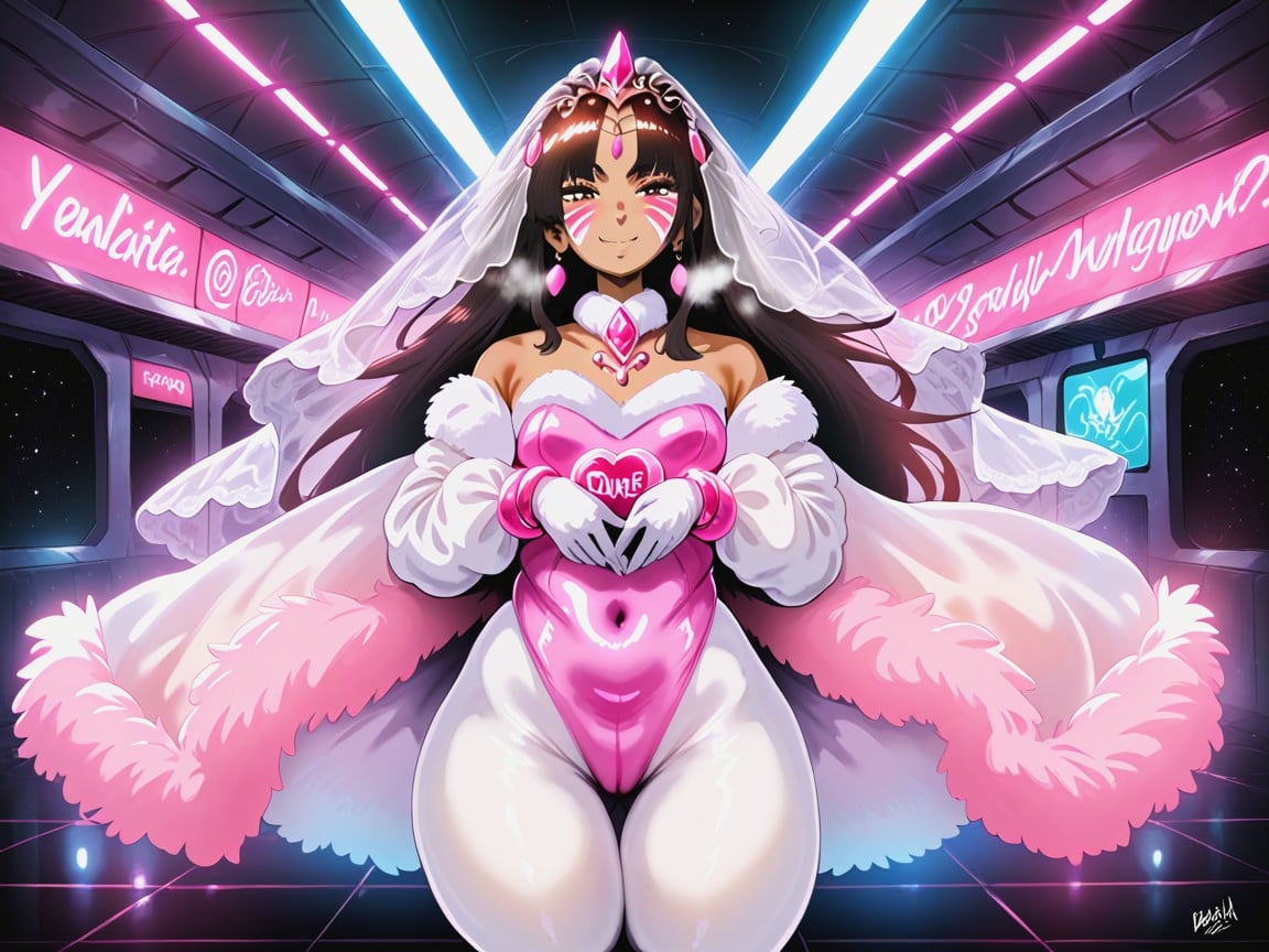 White Fur Scarf, Pink Diamond Circlet, Round Ass Hentai AI Porn