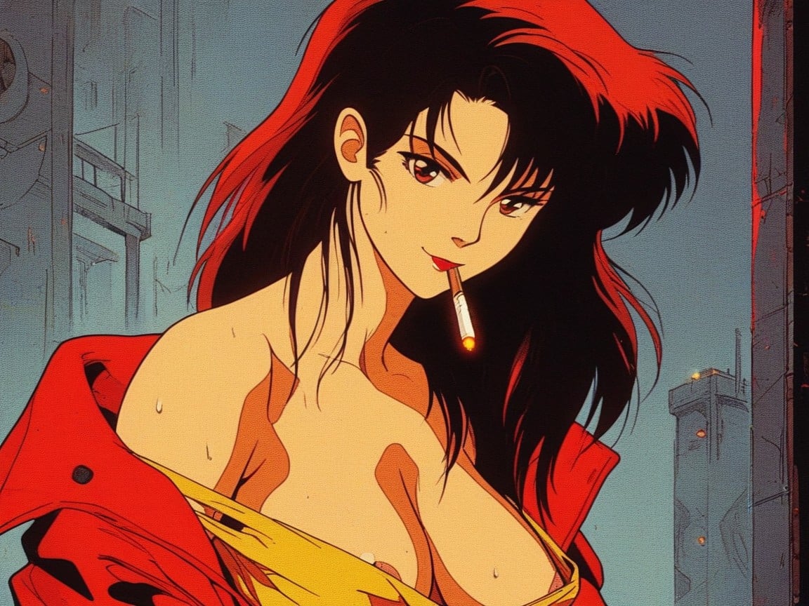 Hustler Com, She Holds A Smoking Cigarette Loosely In One Hand, Natural Breast Hentai AI Porn