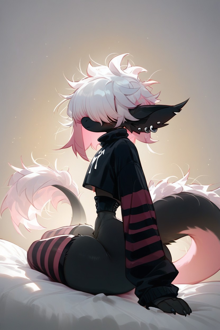 Wearing Panties, Hair Over Eyes Eyes, Freckles Furry AI Porn