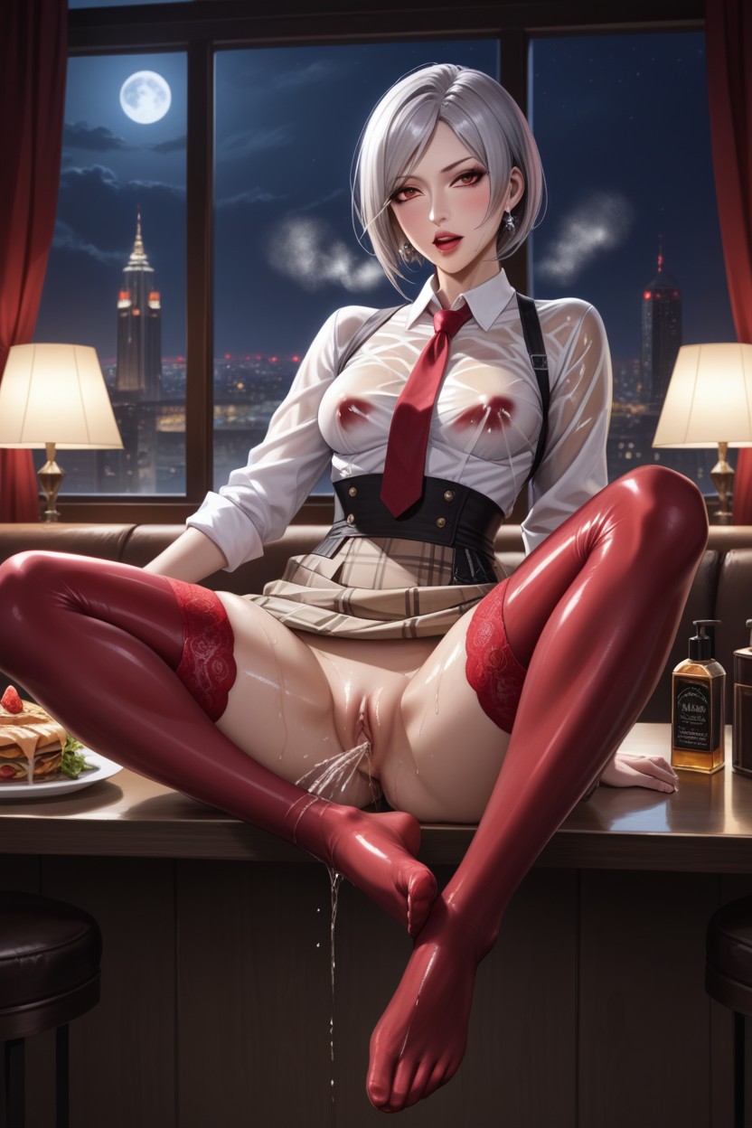 Silver Hair, Extreme Squirting, Wet Clothes Hentai AI Porn
