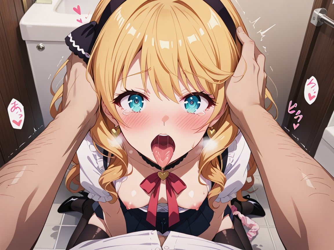 Exposed Breasts, Excessive Saliva, Wispy Bangs Hentai AI Porn