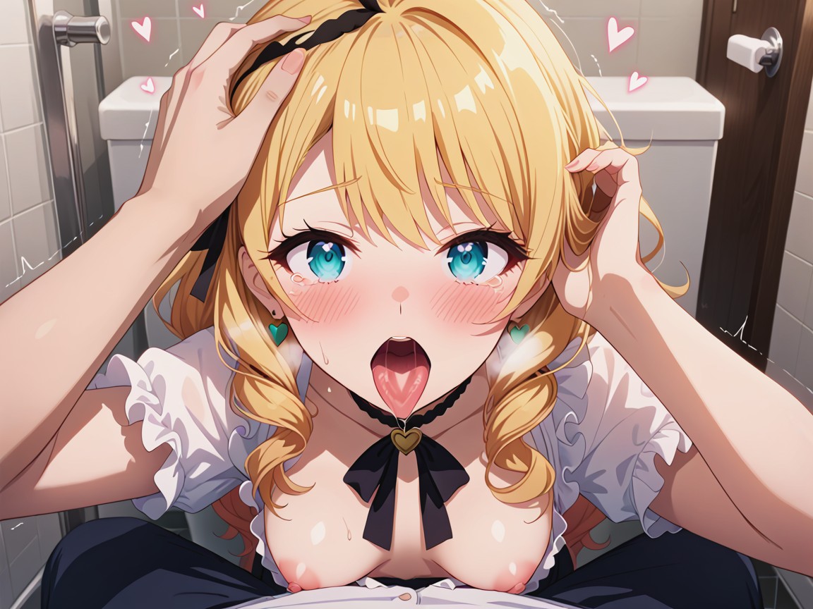 Dark Blue Frill Skirt, Pov Tongue Blowjob, Black Choker Hentai AI Porn