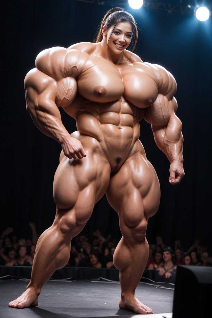 Veiny, Female Face, Hypermuscular AI Porn