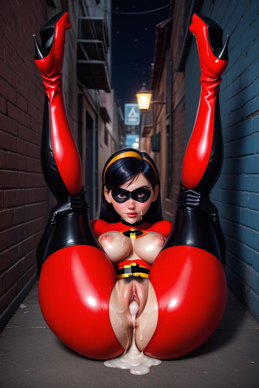 Alleyway, Ass Bigger Than Torso, Deep Cleavage Hentai AI Porn