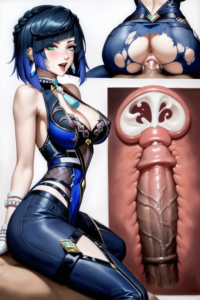 Vagina Visible, Erect Nipples, Multi View Internal Cumshot Hentai AI Porn