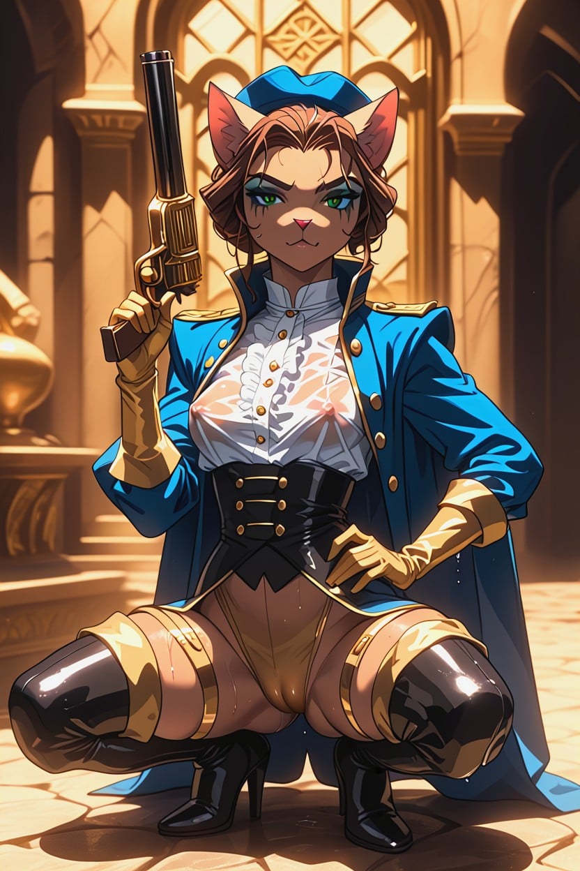 Green Eyes, Captain Amelia From Treasure Planet, Cat Nose Furry AI Porn