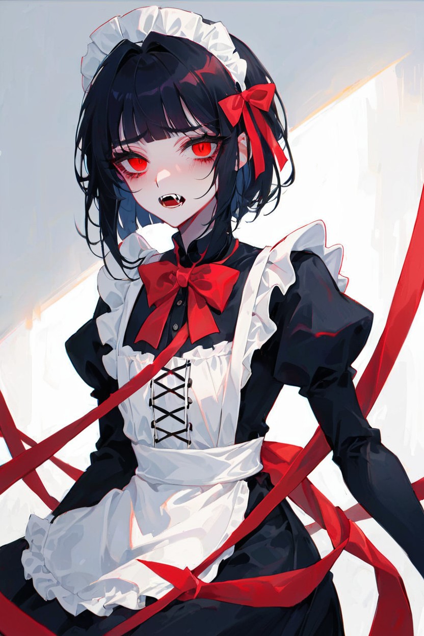 Ribbons, Fangs, Pale Hentai AI Porn