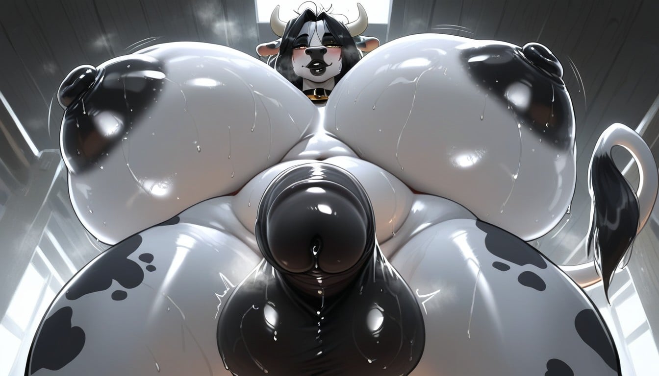 Breast Expansion, Blushing, Brown Eyes Furry AI Porn