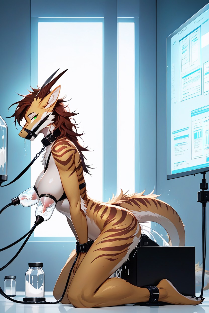 Messy Hair, Beautiful, Side View Furry AI Porn