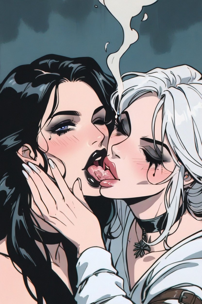 Full Lips, Hands, Lesbian Kissing Hentai AI Porn