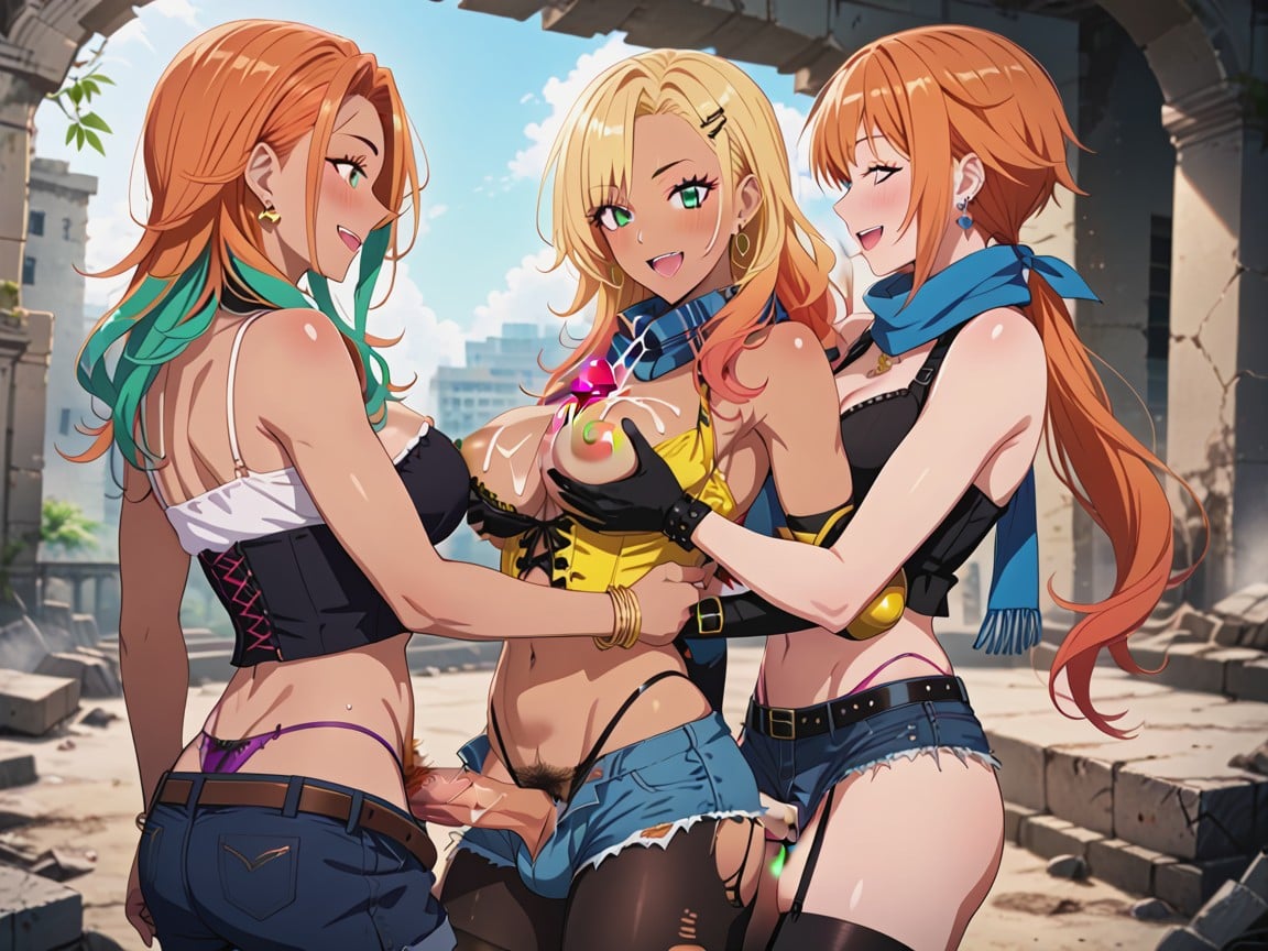 Multi Colored Hair, Fit, Garter Belt Hentai AI Porn