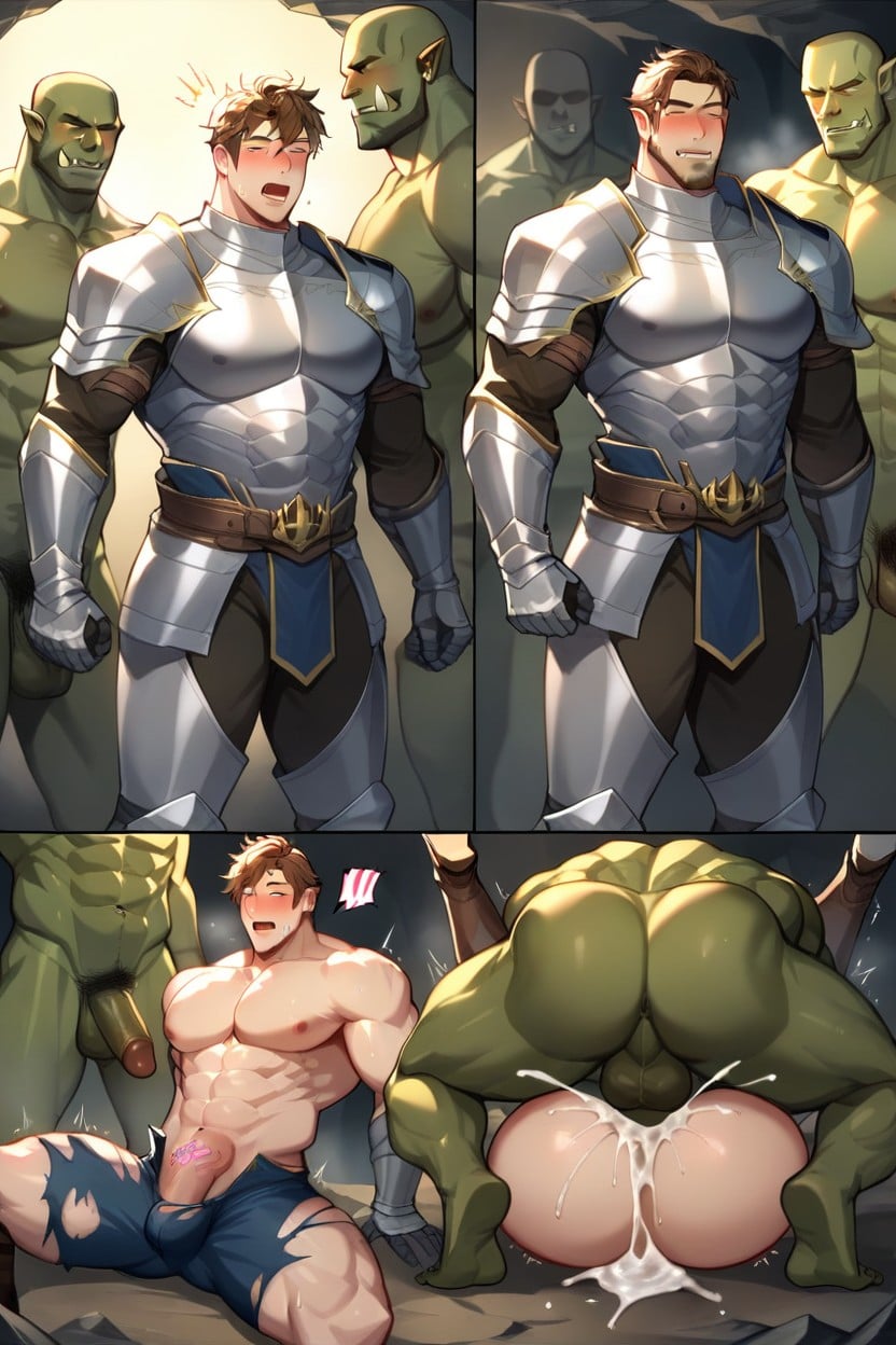 Ripped Clothes, Stomach Bulge, Gang Bang AI Gay Porn