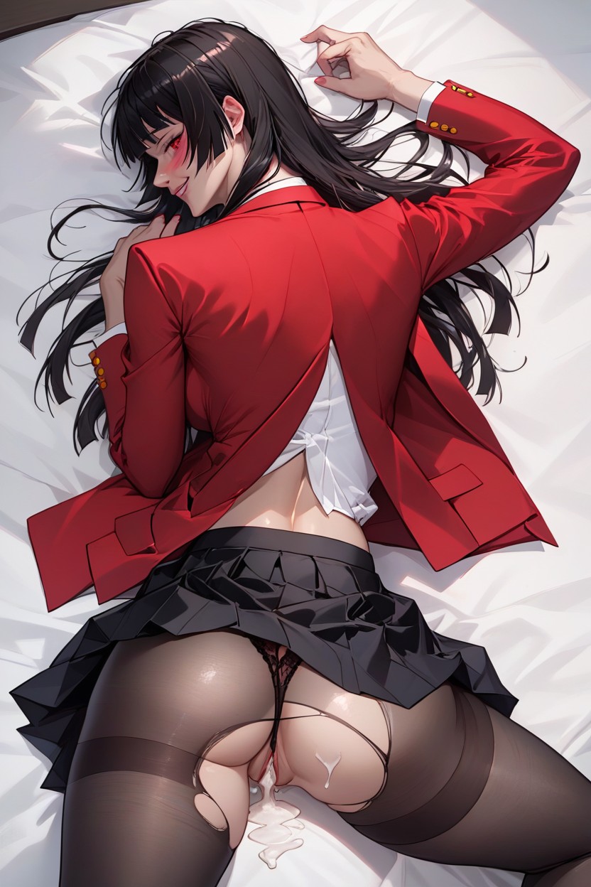 Sleek And Shiny Black Hair, Thick Thighs, Rounded Ass Hentai AI Porn