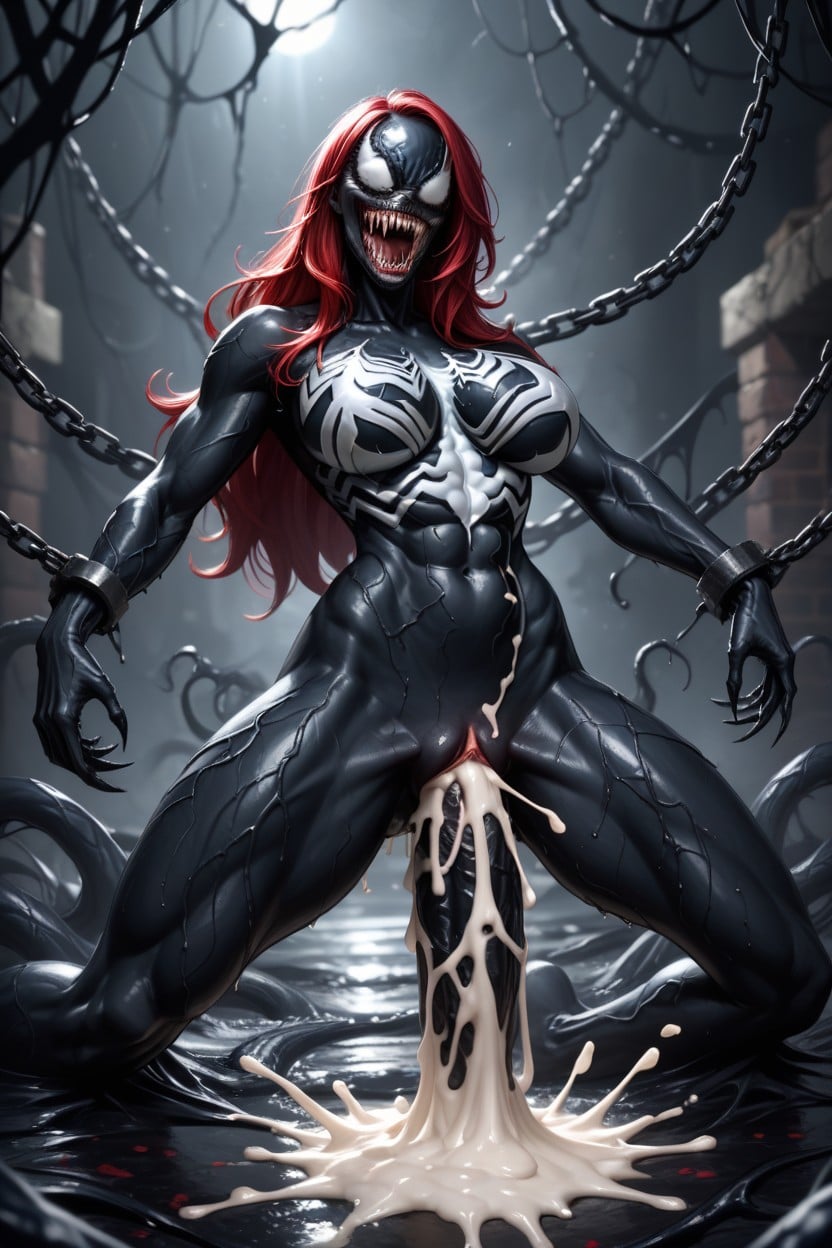 Cum Everywhere, Black Skin, She Venom Costume AI Porn