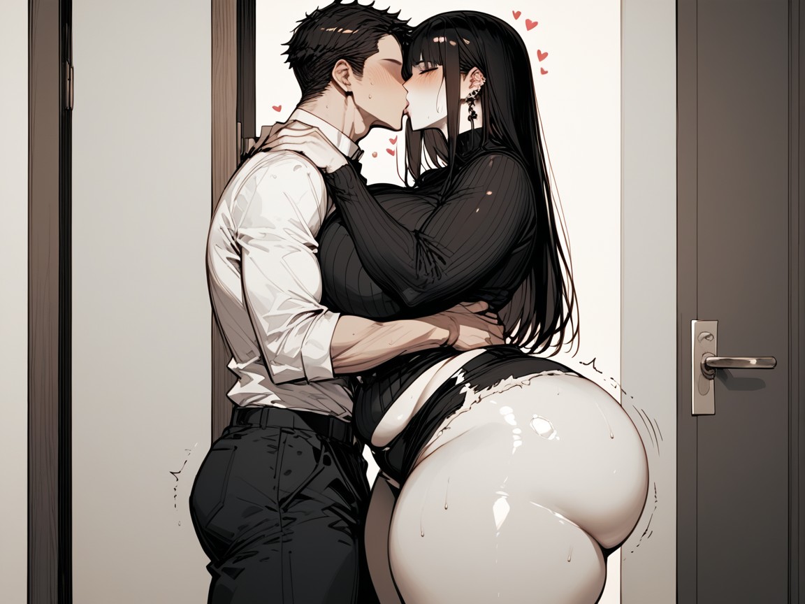 Kissing So Passionately, Lean Shorter Male, Beautiful Hair Hentai AI Porn