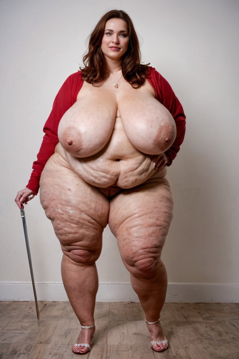 Mega Wide Hips, Breasts Touching Her Thighs, Hyper Wide Hips BBW AI Porn