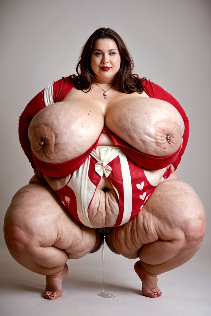 Full Body View, Brood Step Mother Belly, Hyper Significant Cellulite On Her Body BBW AI Porn