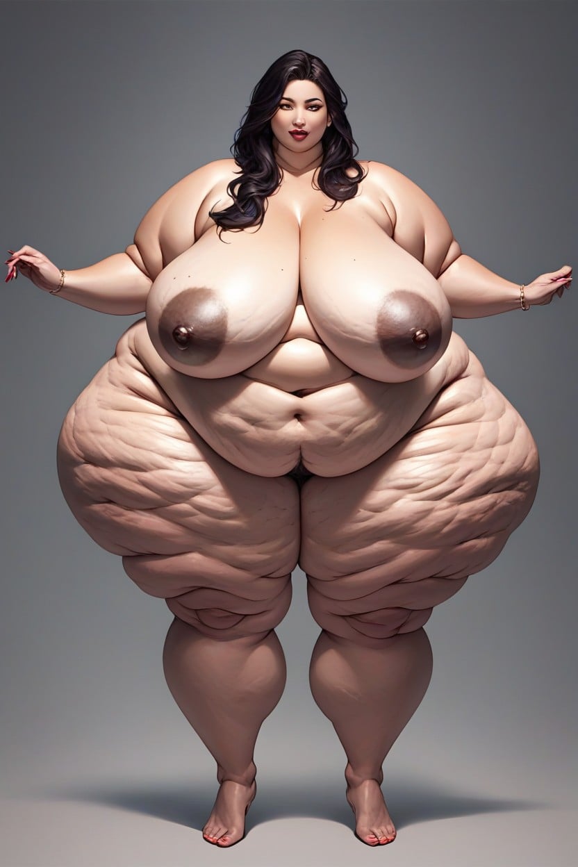 Hyper Fat Outer Thighs, Hyper Heavy Buttocks, Front View BBW AI Porn