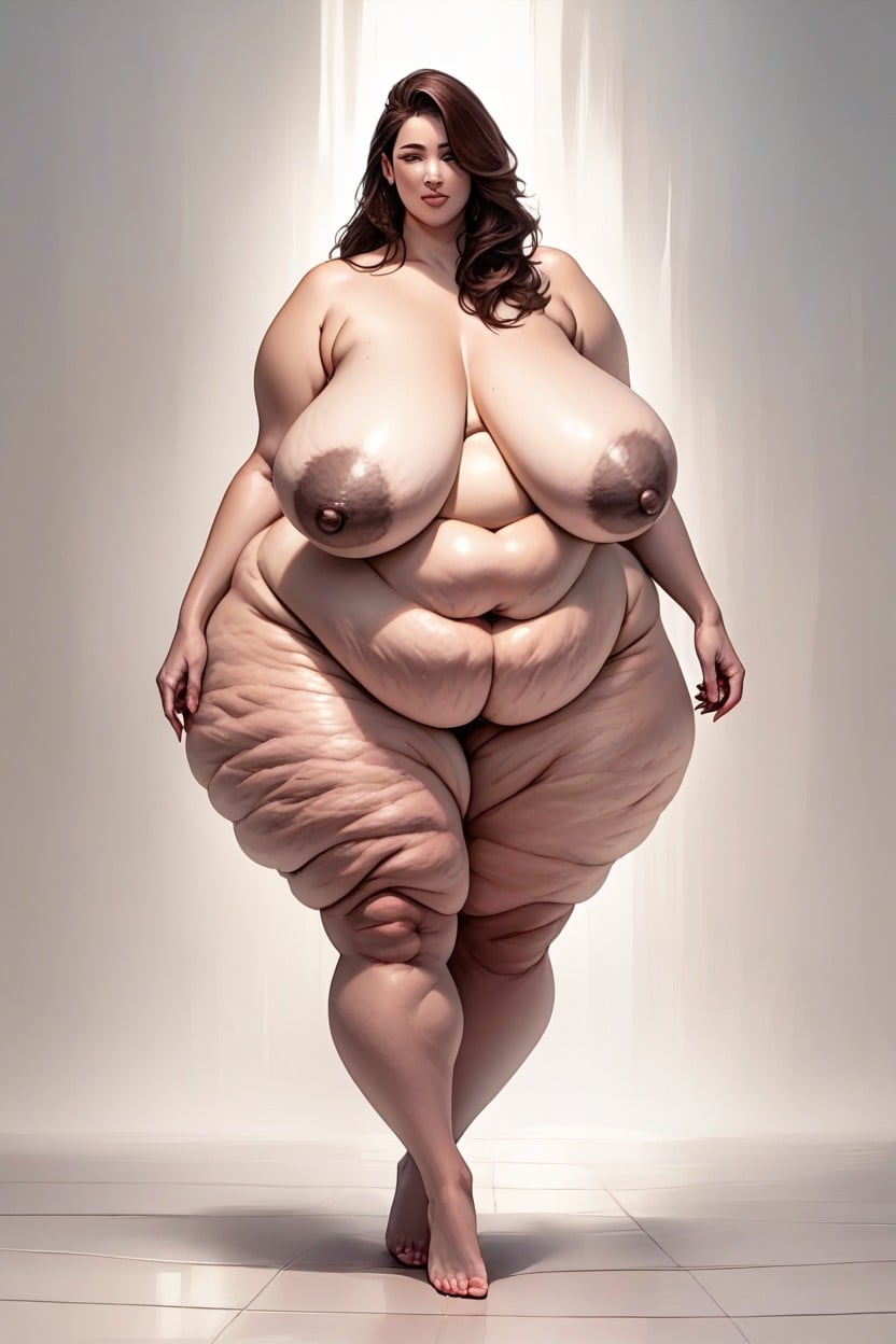 Breasts Touching Her Thighs, Belly Overhang, Hyper Heavy Buttocks BBW AI Porn