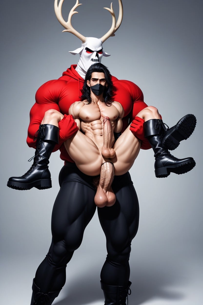Gigantic, No Banheiro, E O Está Sentado No Colo Do Baphomet AI Gay Porn