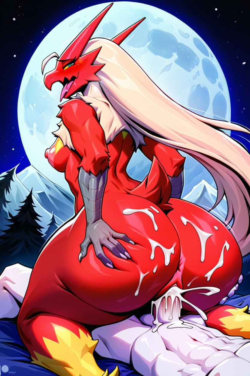 Blaziken, Naked, Looking At Viewer Furry IA