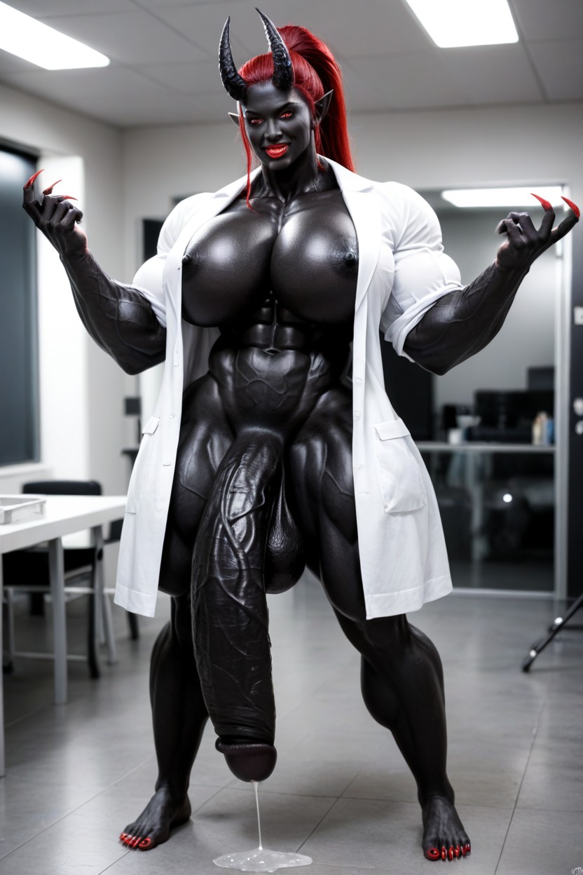 Big Claws, Extremely Swollen Veins, Impossibly Gigantic Black Cock Shemale AI Porn