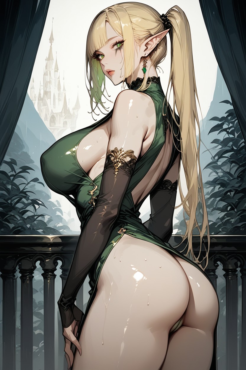 Ponytail, Seductive, Elf Hentai AI Porn