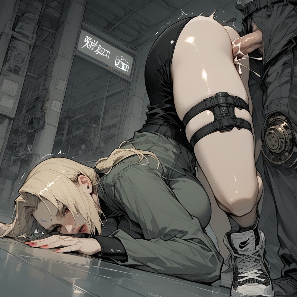 Pelo Rubio, Thigh Straps, Underwear Outline Showing Trough Clothes Hentai IA