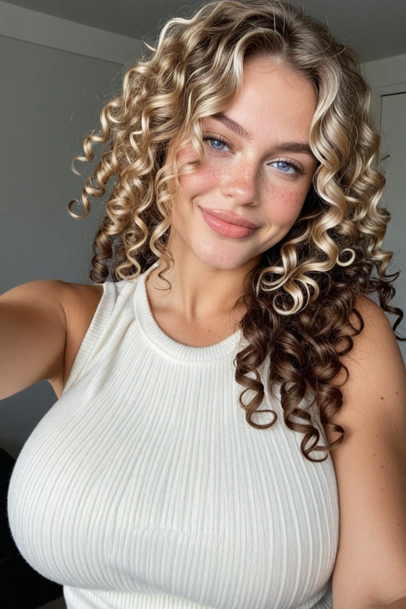 Freckles, Smug Expression, Natural Breast AI Porn