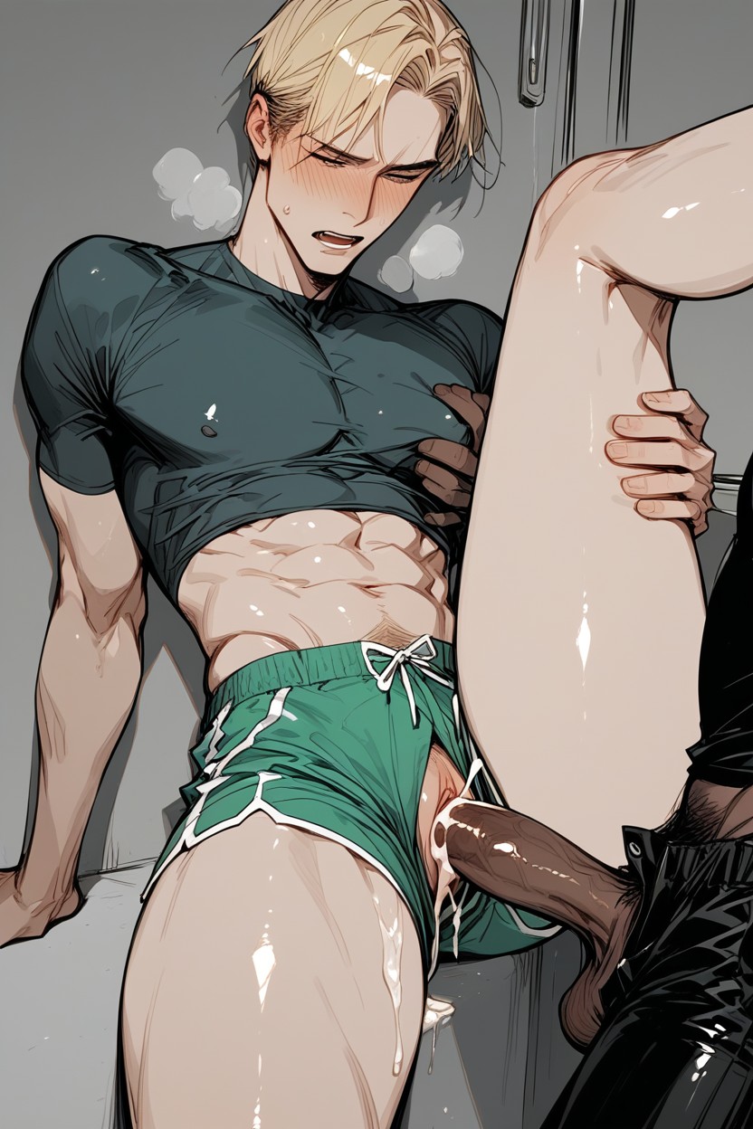 Man With A Pussy, Black Cock Pushed Between Thighs, クロップトップ ゲイAIポルノ