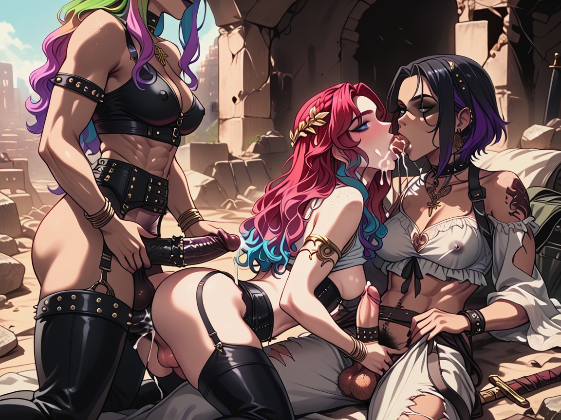 Rainbow Hair, Futanari, Back Hair Hentai AI Porn