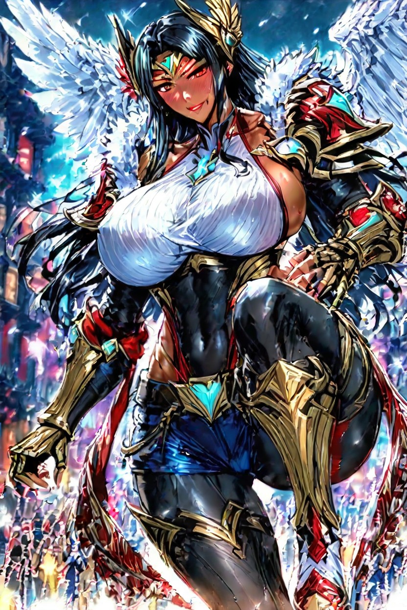 Red Eyes, Absurdly Gigantic Breasts, Succubus Wings On Head AI Porn
