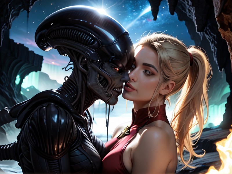 Soft Glowing Cave Light Surrounding Them, Dark, Night Sky Hentai AI Porn