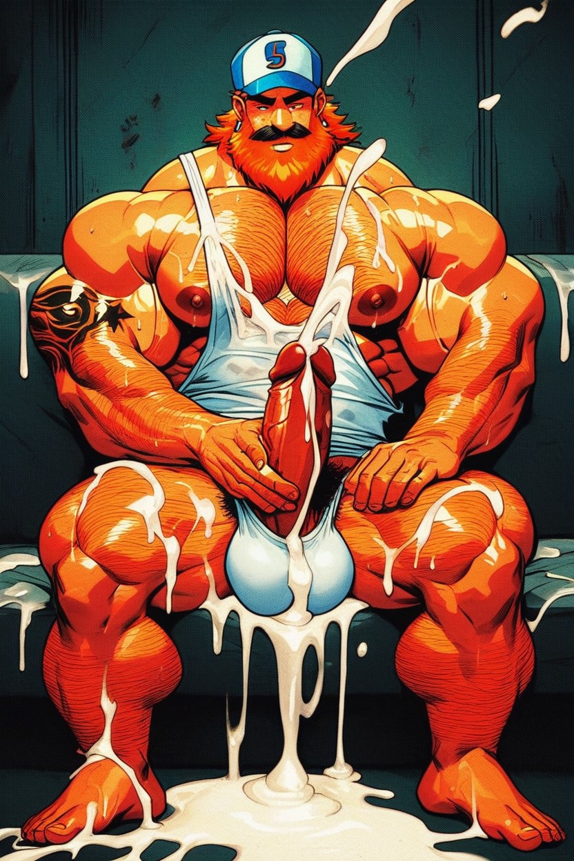 Trucker Hat, Bulging Biceps, Covered In Tattoos AI Gay Porn