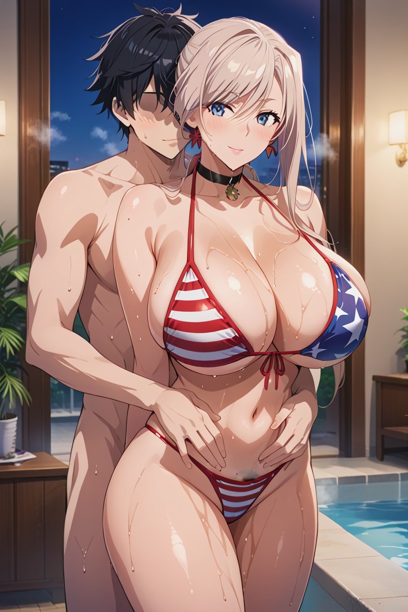 Sweaty, Wet, Large Breasts Hentai AI Porn