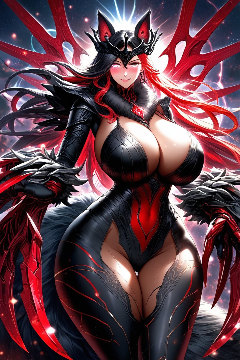 Black Fur On Arms, Huge Fluffy Black Fox Tail, Persian Hentai AI Porn