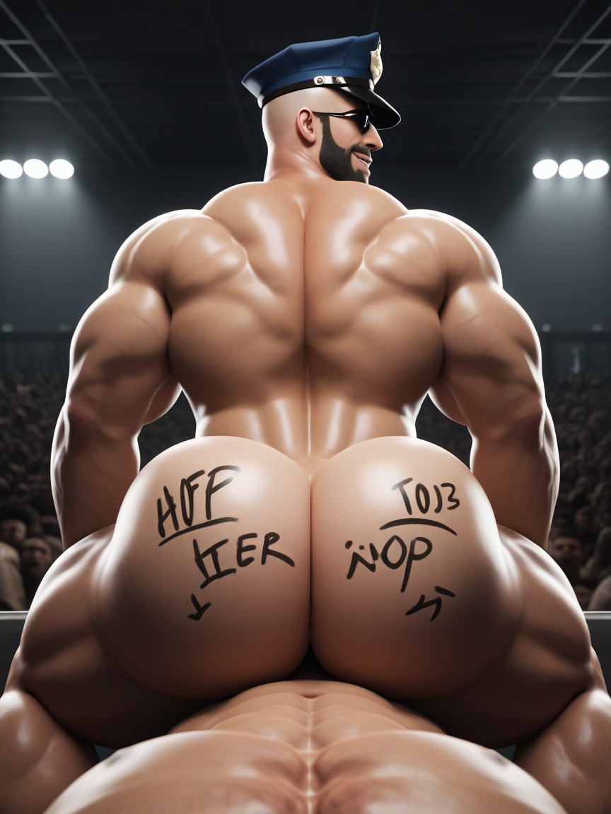 Big Muscular Bubble Butt, Bottom On Top, Hole Is Powerful AI Gay Porn