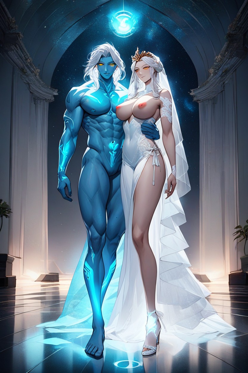 Glowing Sweat And Fluids On Thighs, Ambient Pink Mist, Floating Holographic Symbols Hentai AI Porn
