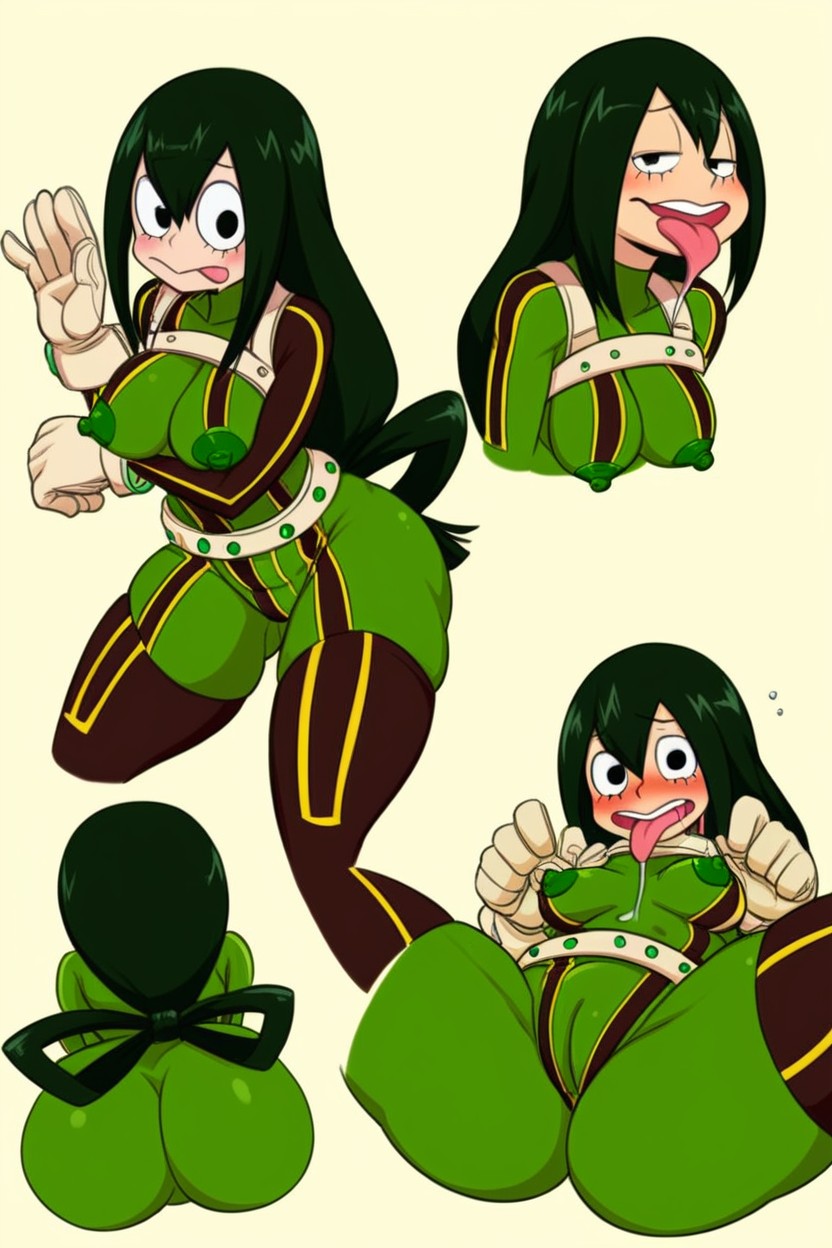 Thigh High Socks, Green And Black Suit, Beautiful Face Hentai AI Porn