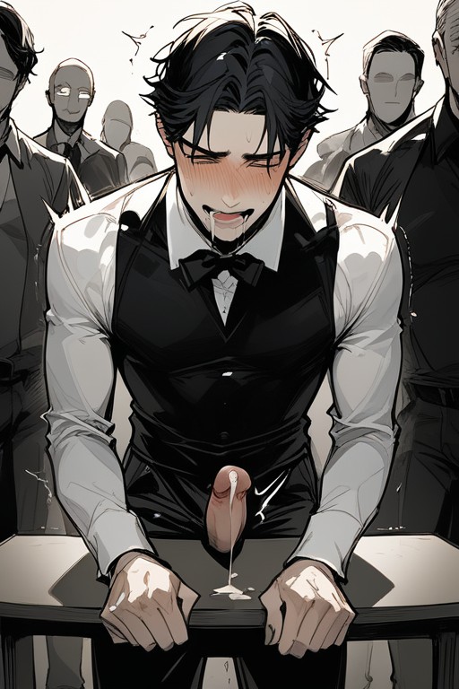 Twitching, Groping, Black-haired Man Being Fucked From Behind AI Gay Porn