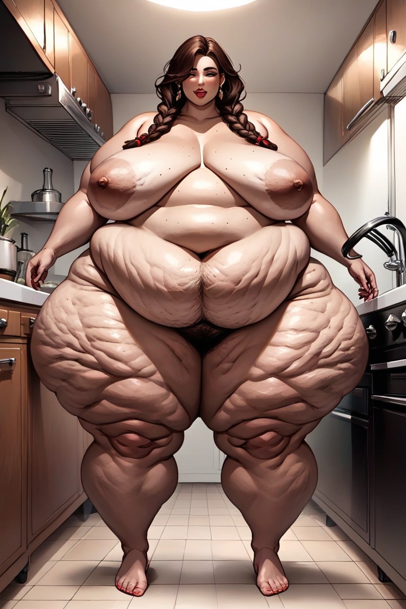Super Super Obese Ussbbw, Absurdly Gigantic Mommy Type Belly, Wheelbarrow BBW AI Porn