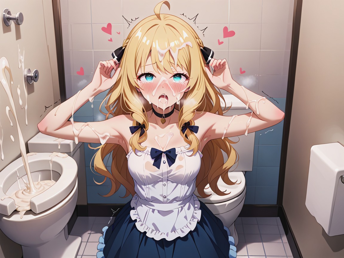 Wispy Bangs, Heart, Excessive Cum On Arms Hentai AI Porn