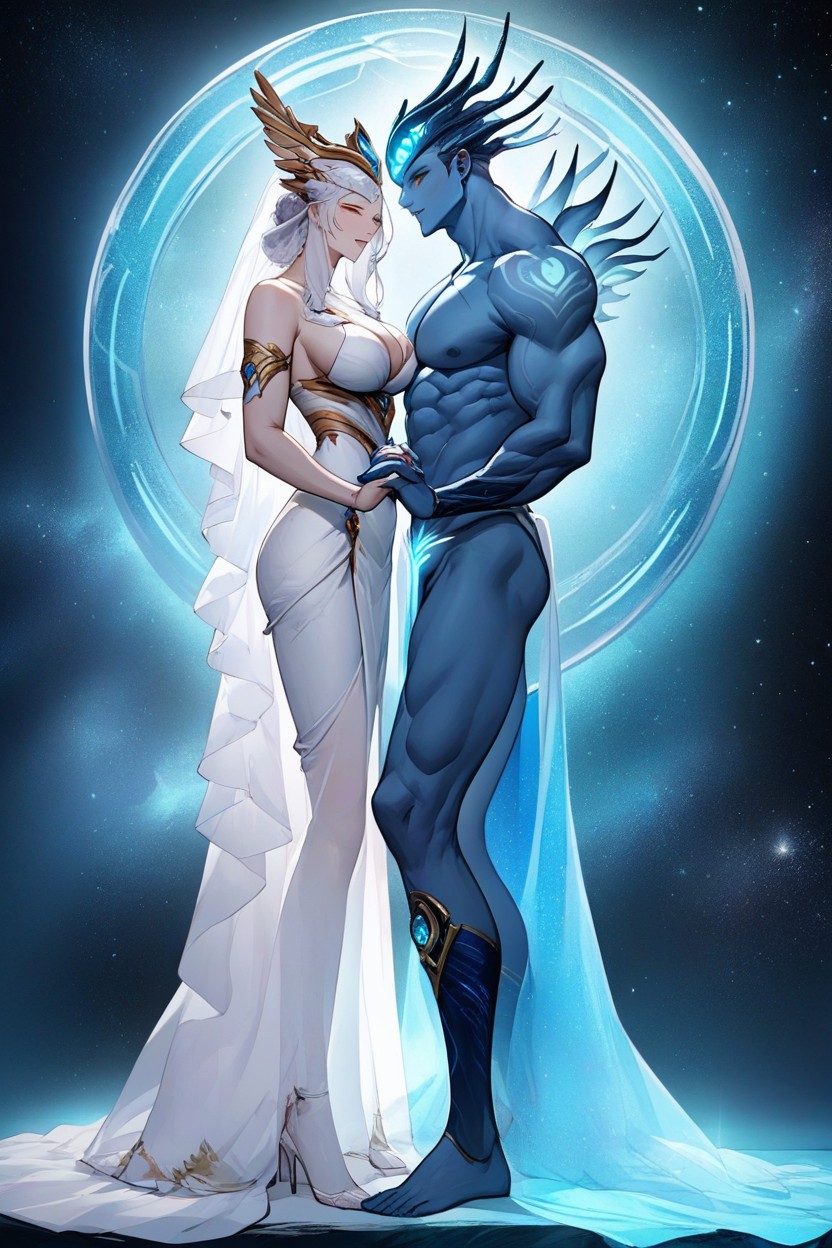 Large Glowing Breasts, Holding Hands, 2 People Hentai AI Porn