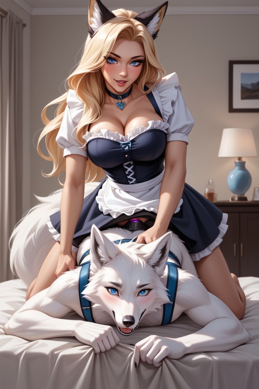18+, Choker, Blue Harness Furry AI Porn