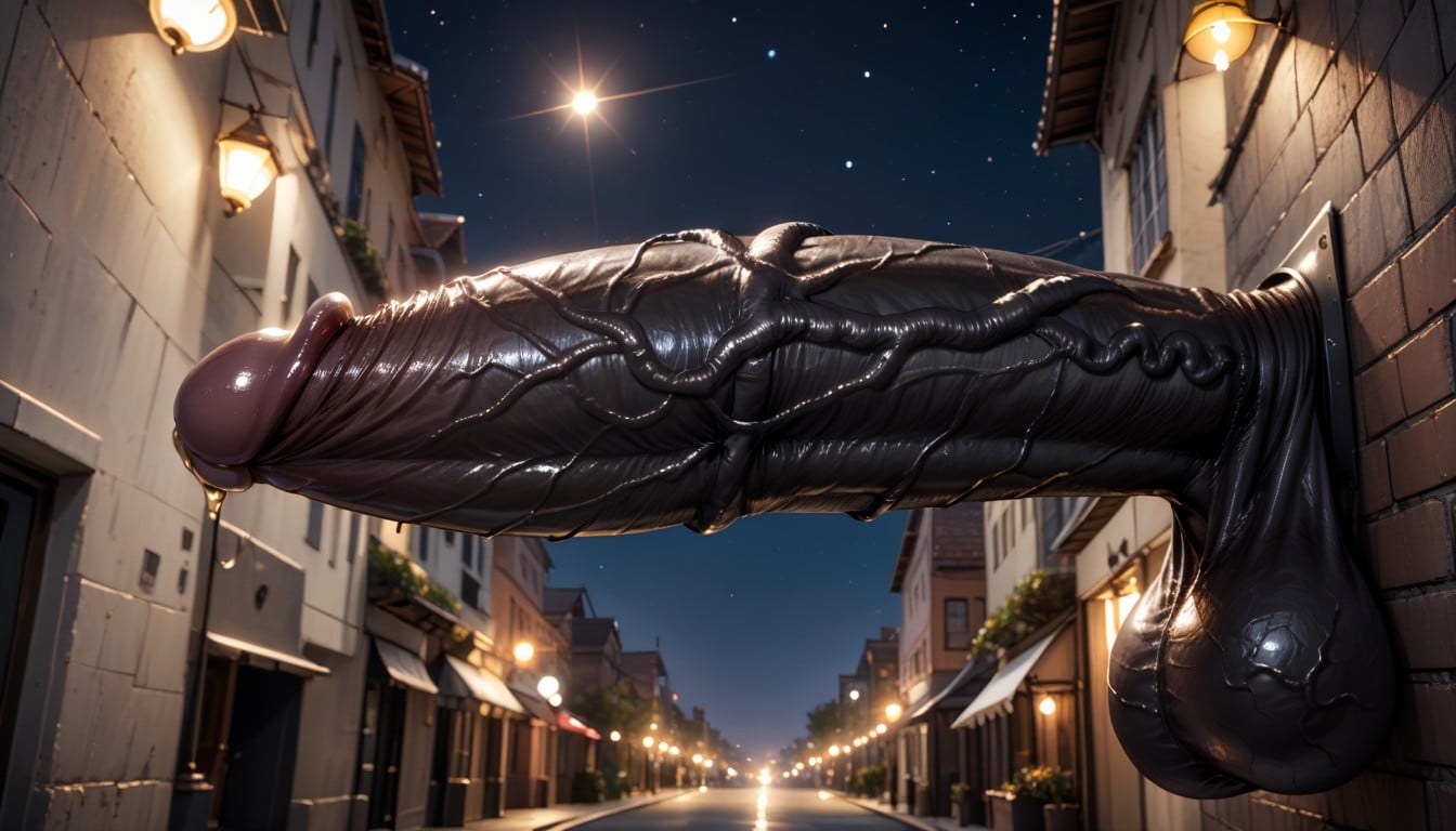 Many Multiple Veins On Erect Penis, Hyper Girthy Veiny Torpedo Massive Dark Black Penis, Dark Skin AI Porn