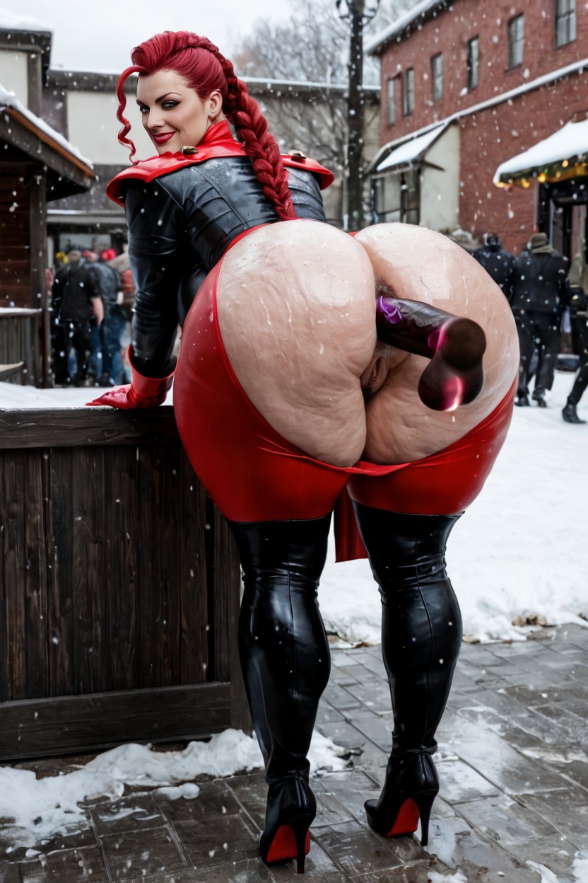 Crimson Viper Bodysuit From Streetfighter, Woman Bending Over, Smirk AI Porn