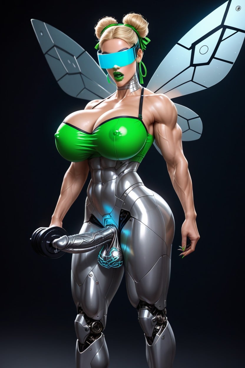 Ejaculating Huge Load, Bimbo, From Neck To Toe Metallic With Metallic Wings AI Porn