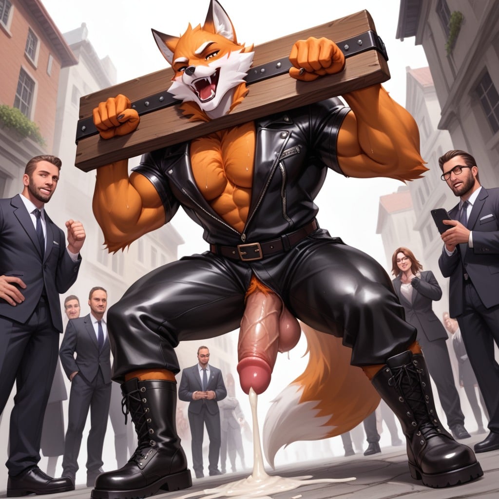 Fox Man Twice As Tall As Her, Fox Man Has Broad Muscled Shoulders, Impossible Fit AI Porn