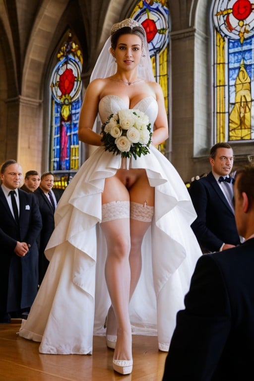 Skinny, Church, Wedding Dress AI Porn