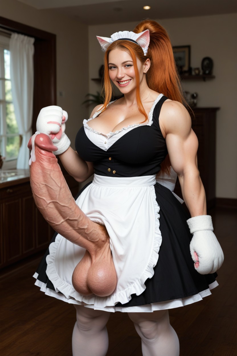Cat Ears, Paw Mittens, Mansion Shemale AI Porn